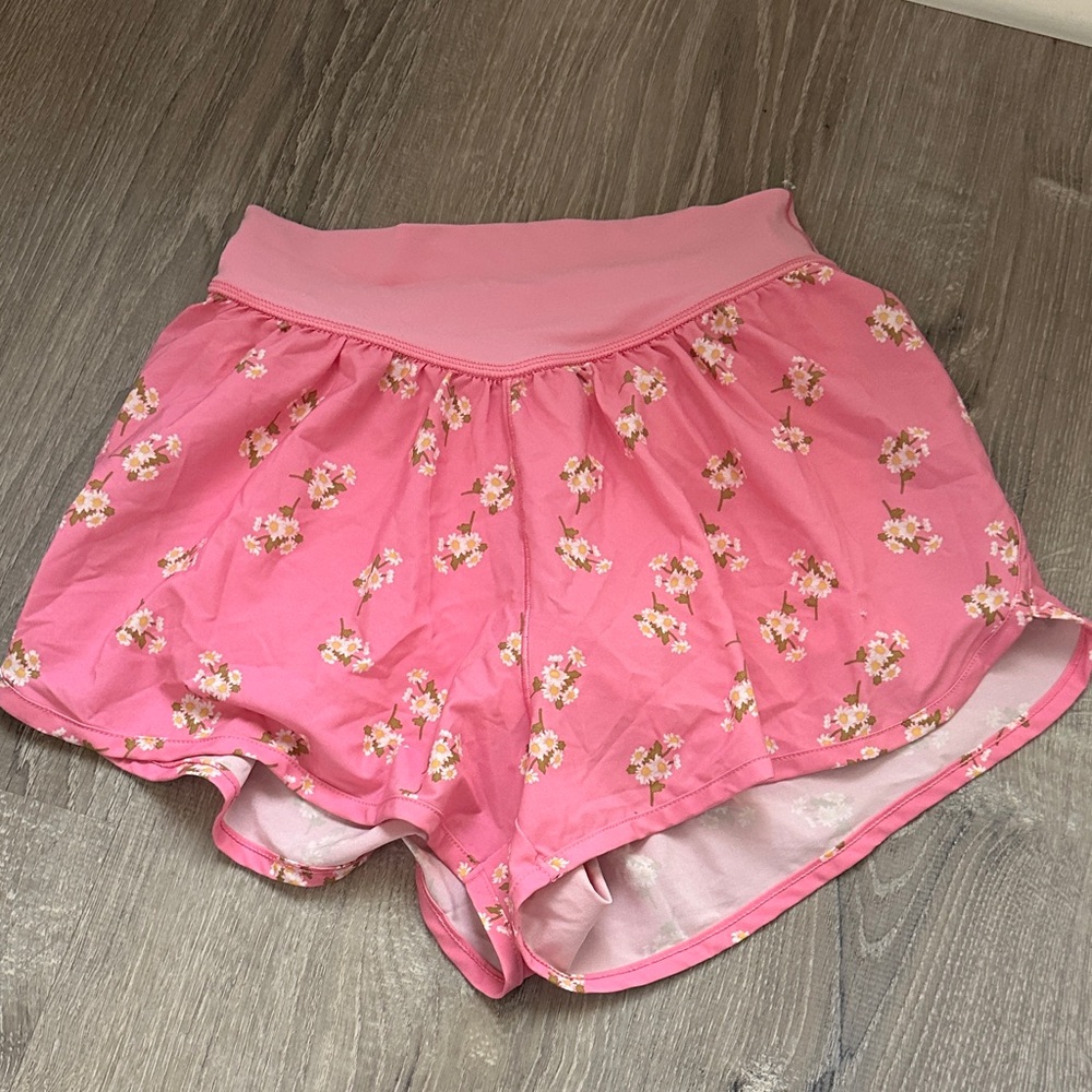 Offline by Aerie Pink Floral Athletic Shorts